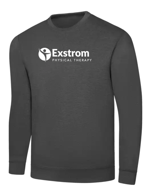 Charcoal 7.8 oz Ring Spun Crew Sweatshirt w/Exstrom Logo