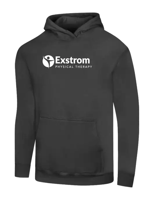 Charcoal 7.8 oz Ring Spun Hooded Sweatshirt w/Exstrom Logo