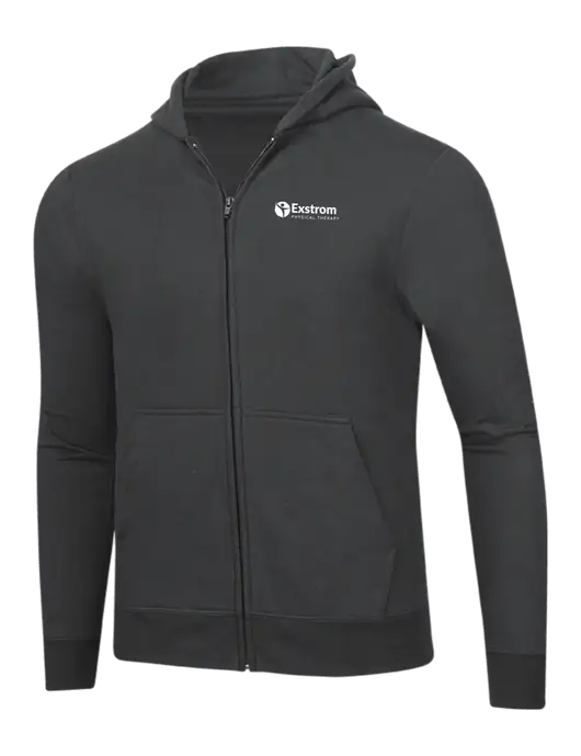 Charcoal 8.5 oz Ring Spun Zip Hooded Sweatshirt w/Exstrom Logo