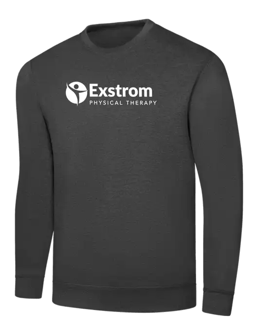 Dark Heather Grey 7.8 oz Ring Spun Crew Sweatshirt w/Exstrom Logo