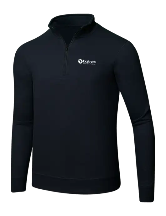Jet Black 8.5 oz Ring Spun 1/4 Zip Pullover Sweatshirt w/Exstrom Logo