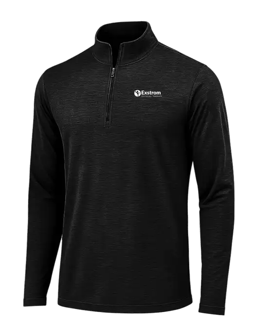 Black Triad Solid Posicharge Tri-Blend Wicking 1/4 Zip Pullover w/Exstrom Logo
