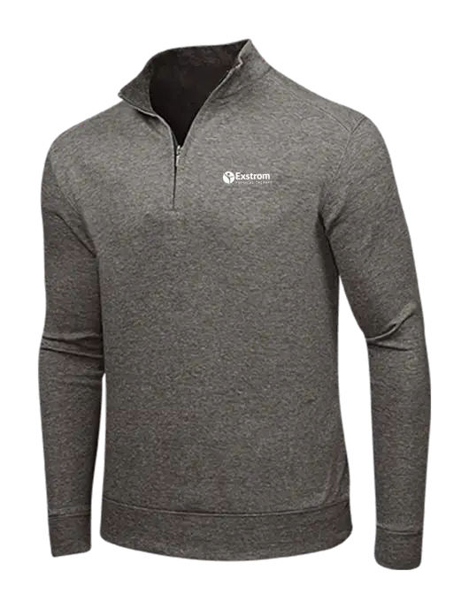 Charcoal Heather/Medium Heather Grey Interlock 1/4 Zip w/Exstrom Logo