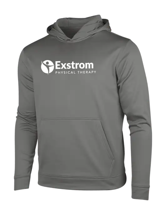 Dark Smoke Grey Sport-Wick Fleece Hooded Pullover w/Exstrom Logo