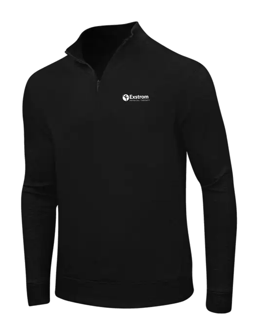 Deep Black/Charcoal Heather Interlock 1/4 Zip w/Exstrom Logo