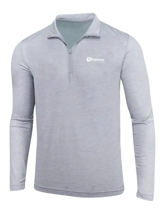 Light Grey Heather Posicharge Tri-Blend Wicking 1/4 Zip Pullover w/Exstrom Logo