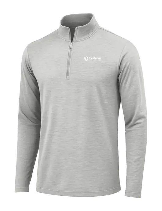Light Grey Heather Posicharge Tri-Blend Wicking 1/4 Zip Pullover w/Exstrom Logo