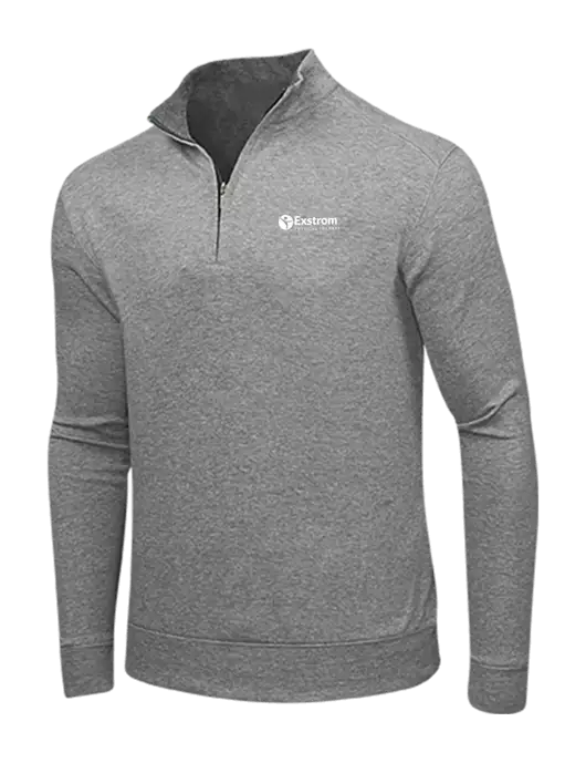 Medium Heather Grey/Charcoal Heather Interlock 1/4 Zip w/Exstrom Logo