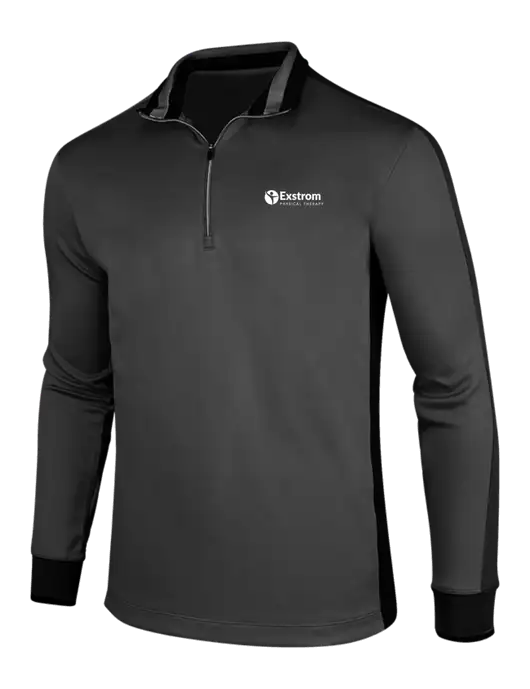 NIKE Anthracite Heather/Black Dry-Fit 1/2 Zip Cover-Up w/Exstrom Logo