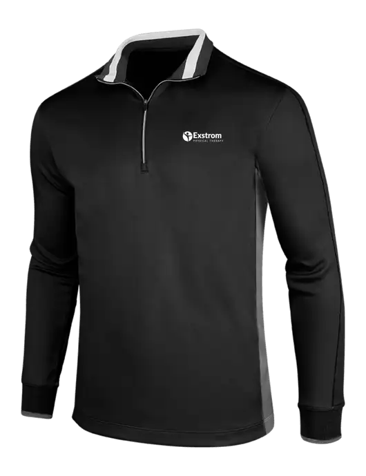 NIKE Black/Dark Grey/White Dry-Fit 1/2 Zip Cover-Up w/Exstrom Logo