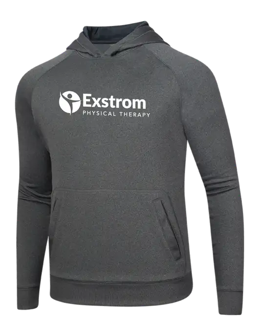 Tech Graphite Heather Fleece Hooded Sweatshirt w/Exstrom Logo