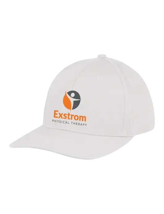 Premium Modern Structured Twill White Snapback Cap w/Exstrom Logo