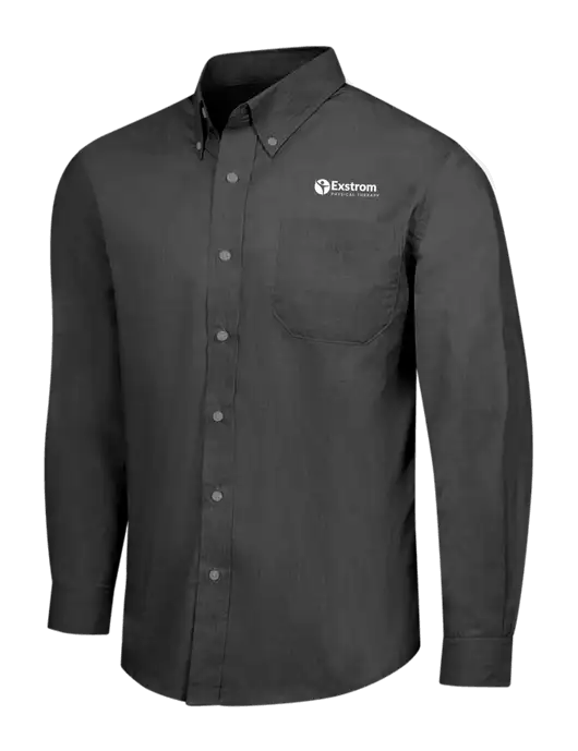 Soft Black Crosshatch Easy Care Shirt w/Exstrom Logo
