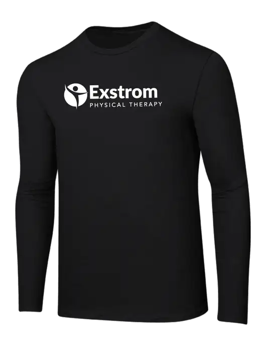 Ring Spun Jet Black 4.5 oz Long Sleeve T-Shirt w/Exstrom Logo
