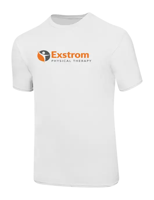 Ring Spun White 4.5 oz T-Shirt w/Exstrom Logo