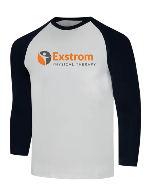 Simply Soft 3/4 Sleeve Black/White Ring Spun Cotton T-Shirt w/Exstrom Logo