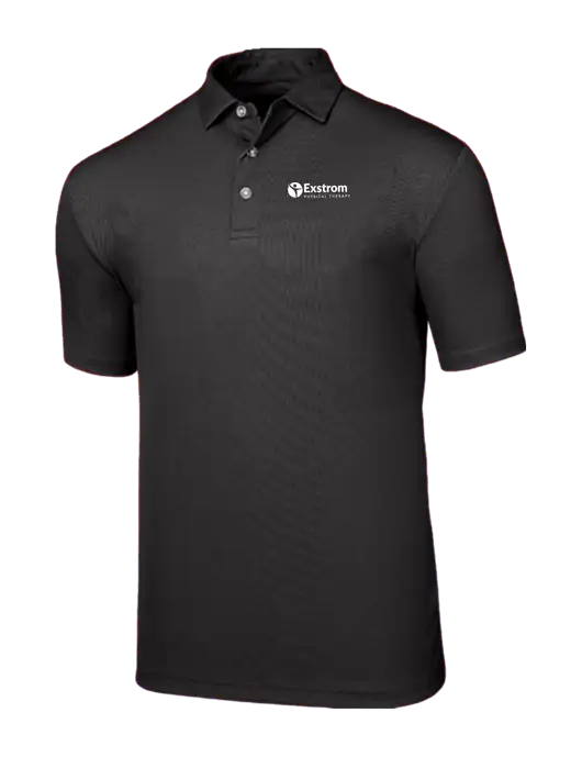 Callaway Birdseye Black Polo w/Exstrom Logo