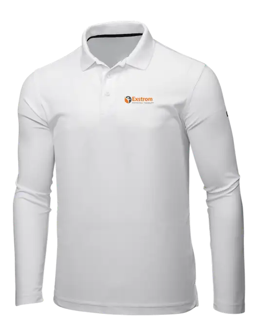 OGIO Bright White Caliber 2.0 Long Sleeve Polo w/Exstrom Logo