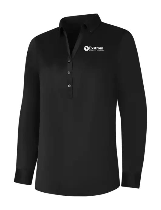 Womens Black City Stretch Shirt w/Exstrom Logo