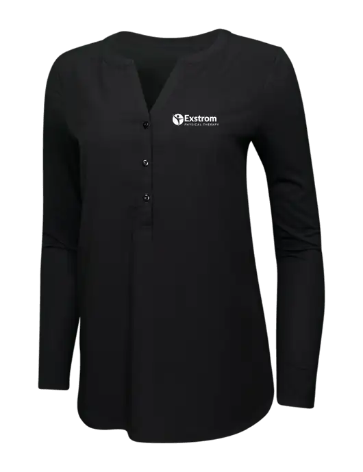 Womens Black Concept Henley Tunic w/Exstrom Logo