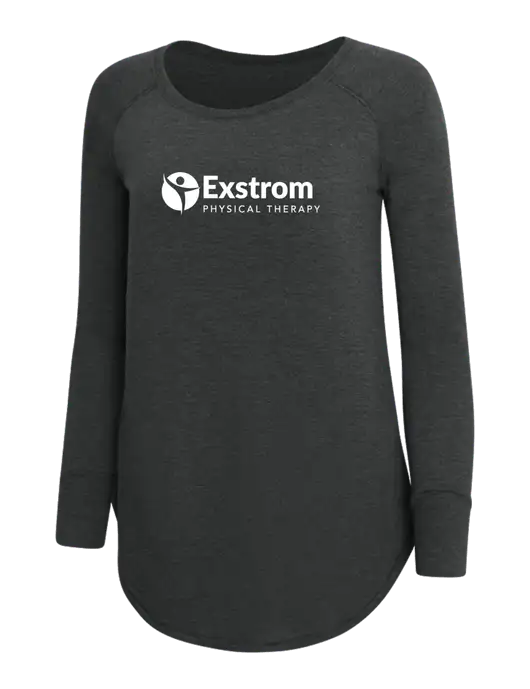 Womens Perfect Wide Collar Tunic Tri-Blend Black Frost 4.5 oz T-Shirt w/Exstrom Logo