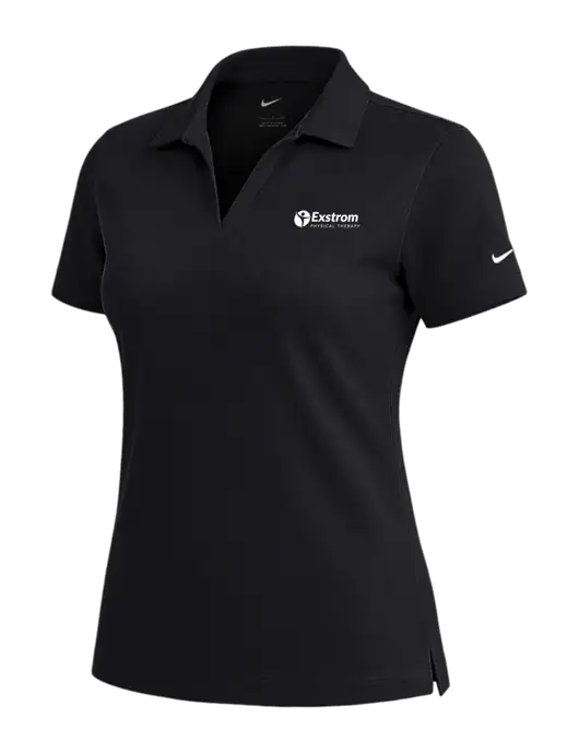 NIKE Black Womens Dri-Fit Micro Pique Polo w/Exstrom Logo