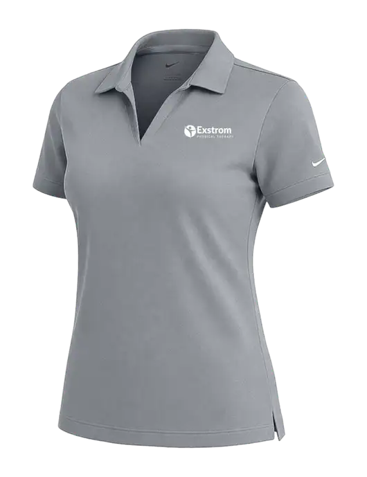 NIKE Medium Grey Womens Dri-Fit Micro Pique Polo w/Exstrom Logo