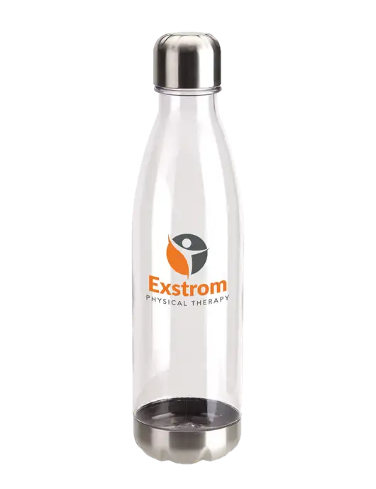 Bayside Tritan Clear 25 oz Bottle with Stainless Base and Cap w/Exstrom Logo