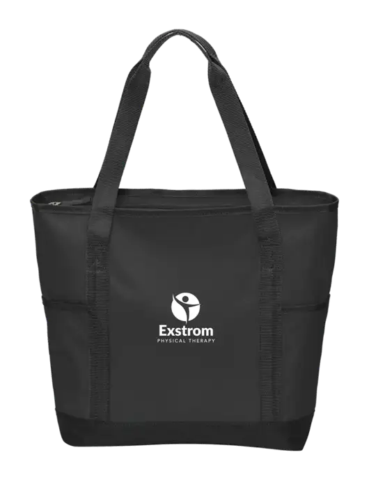 On the Go Black/Black Tote w/Exstrom Logo
