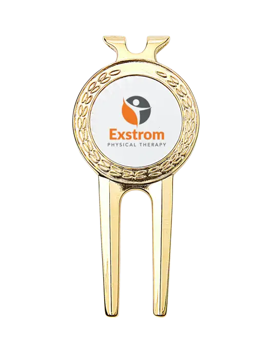 Gold Divot Tool, 1.5 x 3 w/Exstrom Logo