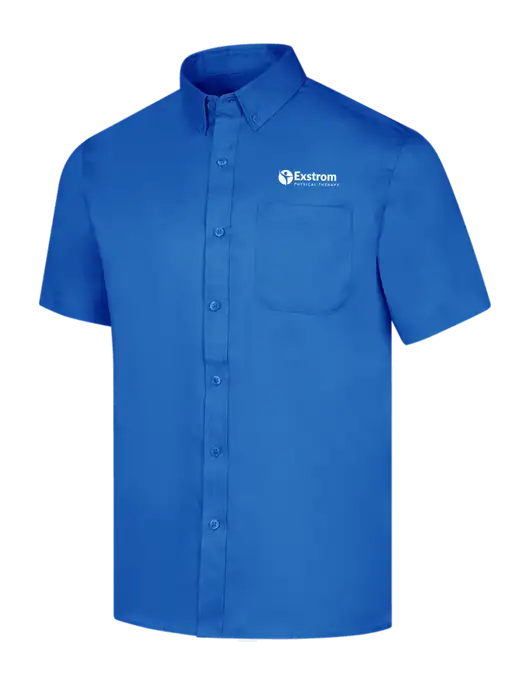 Short Sleeve Royal Blue Superpro React Twill Shirt w/Exstrom Logo