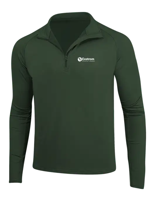 Dark Green Sport Wick Stretch 1/4 Zip Pullover w/Exstrom Logo