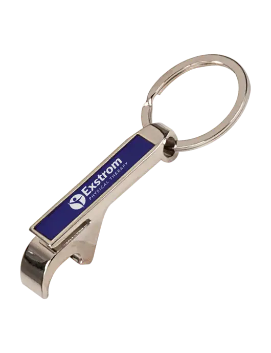 Blue Bottle Opener Keychain w/Exstrom Logo