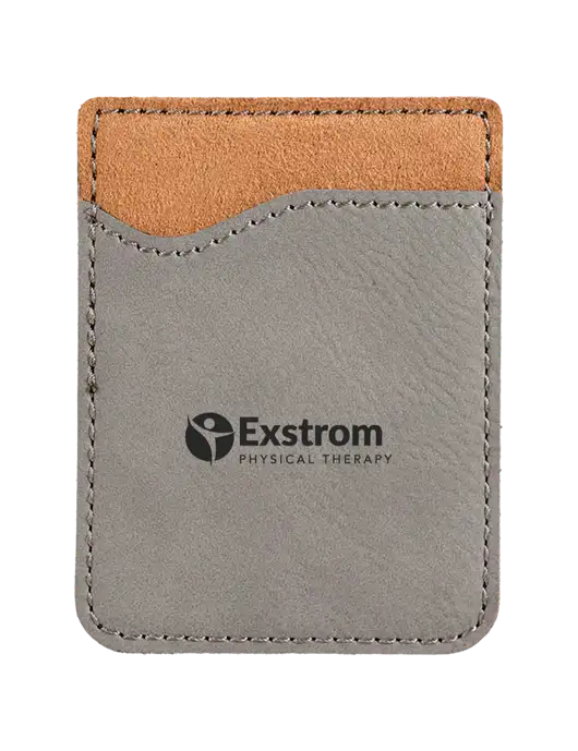 Grey Laserable Leatherette Phone Wallet w/Exstrom Logo