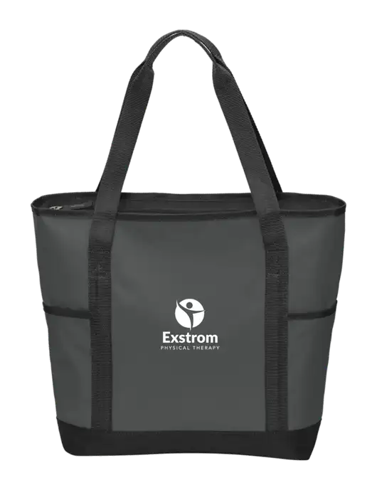 On the Go Charcoal/Black Tote  w/Exstrom Logo