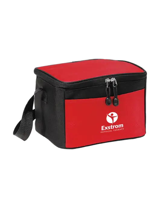 6 Can Red/Black Cube Cooler  w/Exstrom Logo