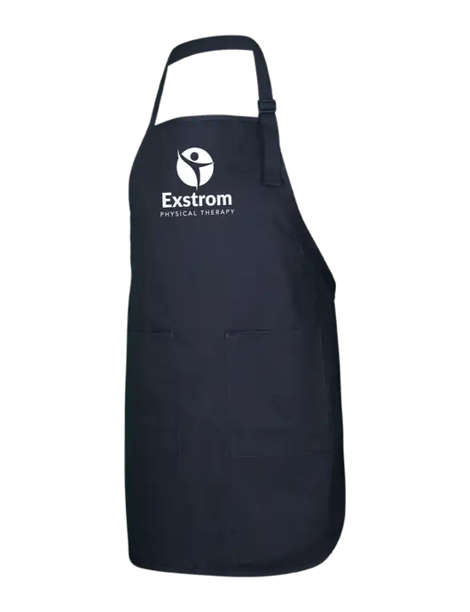 Full-Length Black Apron With Pockets w/Exstrom Logo