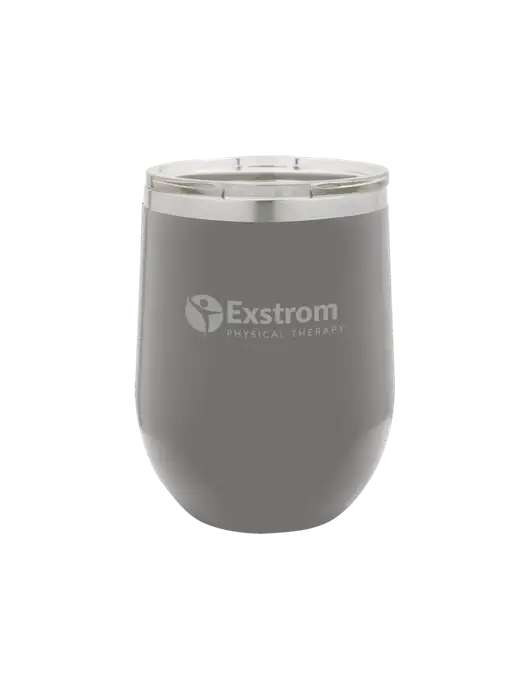 Polar Camel 12 oz Powder Coated Grey Vacuum Insulated Stemless Wine Tumbler w/Exstrom Logo