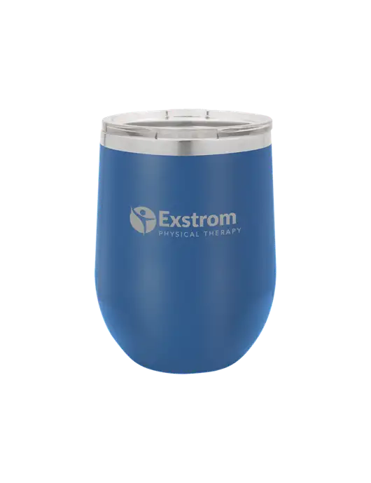 Polar Camel 12 oz Powder Coated Royal Vacuum Insulated Stemless Wine Tumbler w/Exstrom Logo