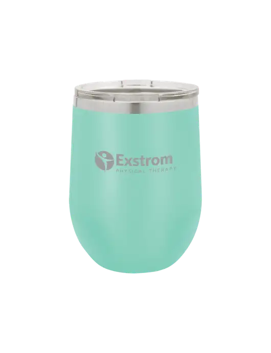 Polar Camel 12 oz Powder Coated Seafoam Vacuum Insulated Stemless Wine Tumbler w/Exstrom Logo
