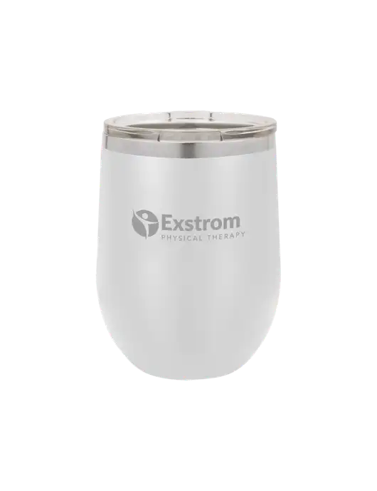 Polar Camel 12 oz Powder Coated White Vacuum Insulated Stemless Wine Tumbler w/Exstrom Logo