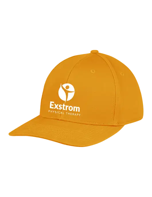 Premium Modern Structured Twill Yellow Gold Snapback Cap
 w/Exstrom Logo