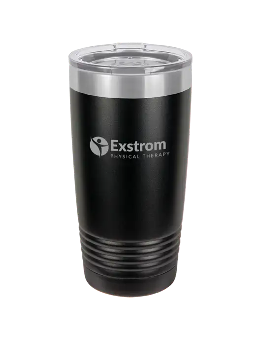 Polar Camel 20 oz Powder Coated Black Vacuum Insulated Tumbler w/Exstrom Logo
