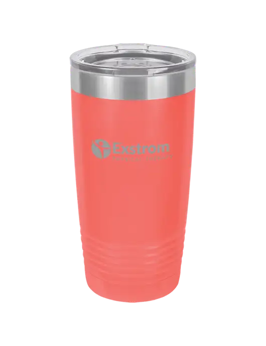 Polar Camel 20 oz Powder Coated Coral Vacuum Insulated Tumbler w/Exstrom Logo