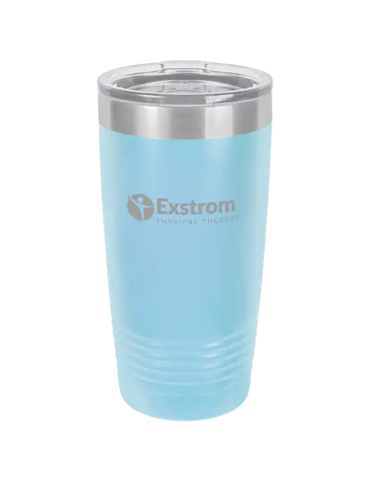 Polar Camel 20 oz Powder Coated Light Blue Vacuum Insulated Tumbler w/Exstrom Logo