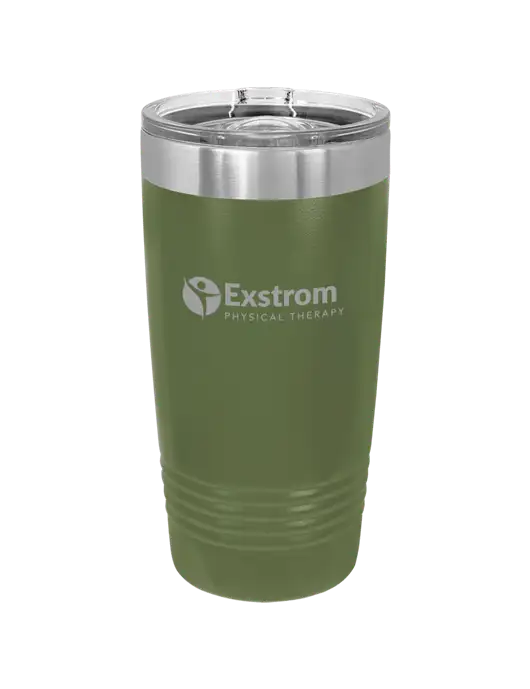 Polar Camel 20 oz Powder Coated Military Green Vacuum Insulated Tumbler w/Exstrom Logo