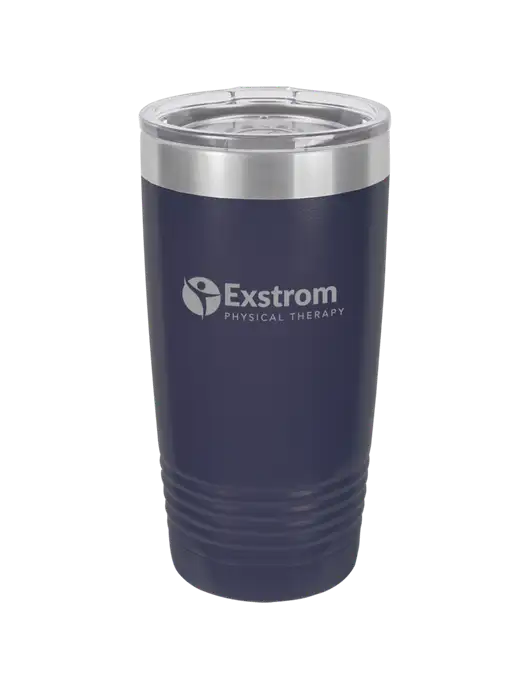 Polar Camel 20 oz Powder Coated Navy Vacuum Insulated Tumbler w/Exstrom Logo