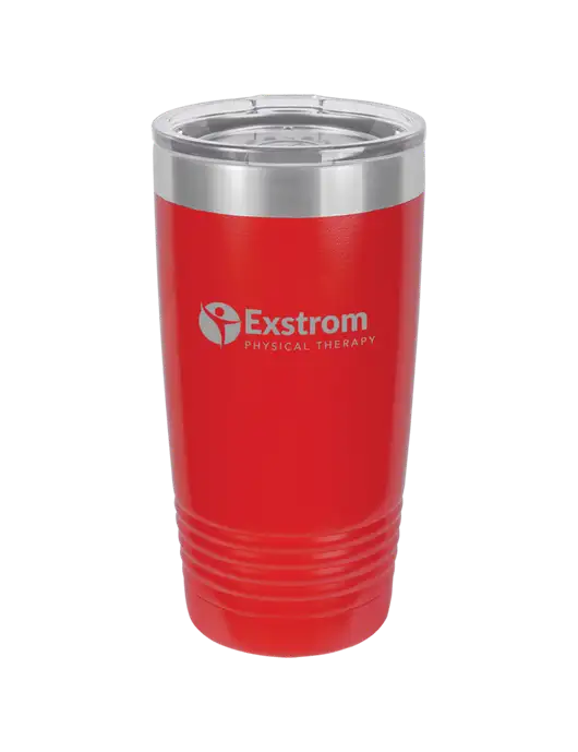 Polar Camel 20 oz Powder Coated Red Vacuum Insulated Tumbler w/Exstrom Logo