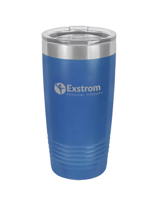 Polar Camel 20 oz Powder Coated Royal Vacuum Insulated Tumbler w/Exstrom Logo
