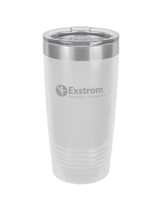Polar Camel 20 oz Powder Coated White Vacuum Insulated Tumbler  w/Exstrom Logo